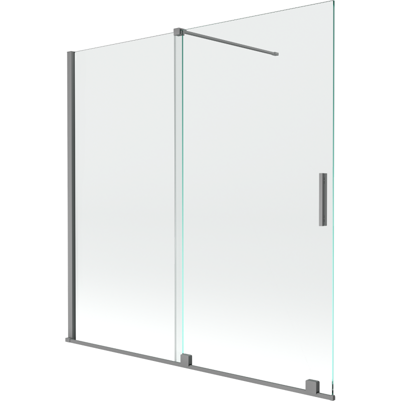 Mexen Velar 2-flügelige, verschiebbare Duschabtrennung 160 x 150 cm, transparent, gun metal - 896-160-000-01-95
