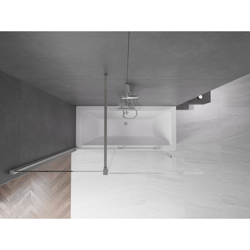 Mexen Velar Badewannenwand 2-flügelig verschiebbar 150 x 150 cm, transparent, gebürsteter Nickel - 896-150-000-01-97