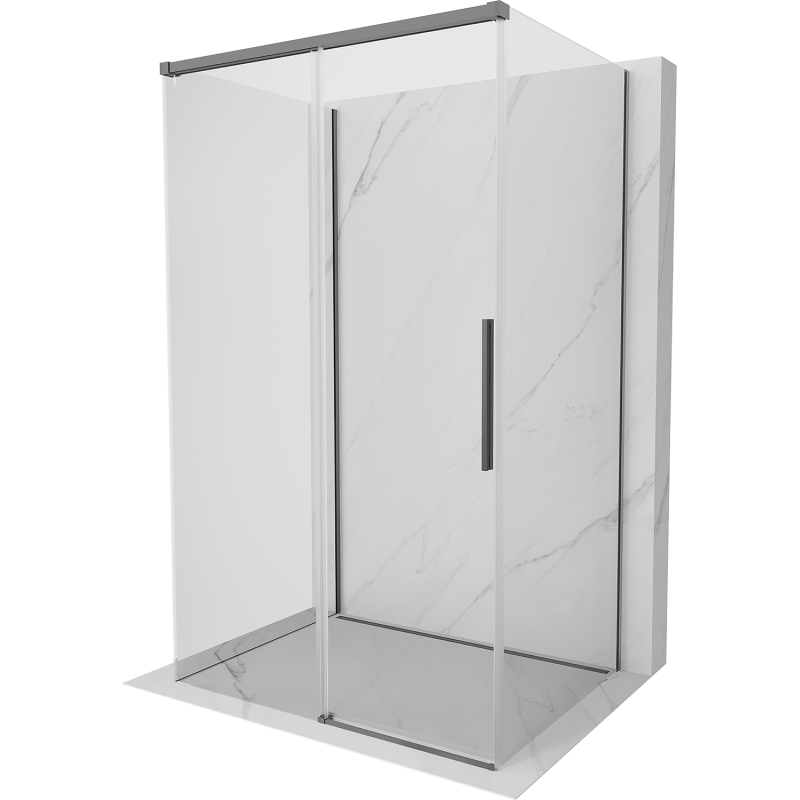 Mexen Rox-3S dreiseitige Duschkabine, 155 x 95 cm, transparent, Gun Metal - 8C2-155-095-95-00-3S