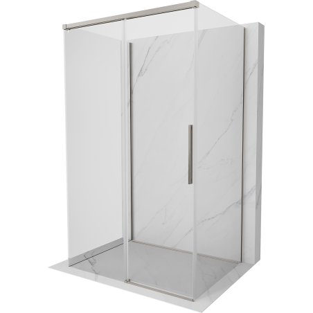 Mexen Rox-3S 3-wandige Duschkabine, Schiebetür, 120 x 80 cm, transparent, gebürsteter Nickel - 8C2-120-080-97-00-3S