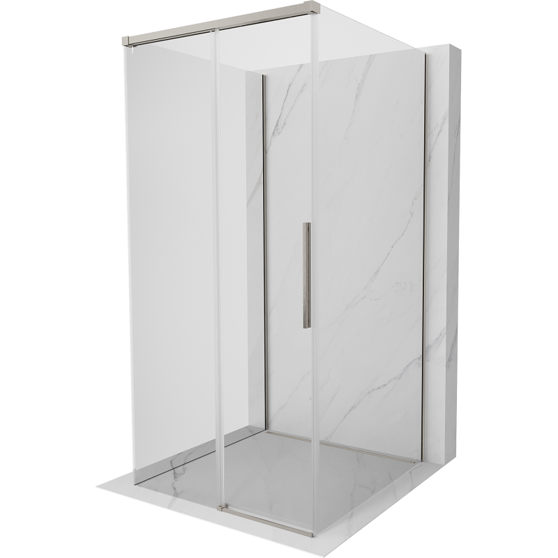 Mexen Rox-3S 3-seitige, verschiebbare Duschkabine 90 x 90 cm, transparent, gebürstetes Nickel - 8C2-090-090-97-00-3S