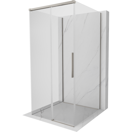 Mexen Rox-3S 3-seitige, verschiebbare Duschkabine 90 x 90 cm, transparent, gebürstetes Nickel - 8C2-090-090-97-00-3S
