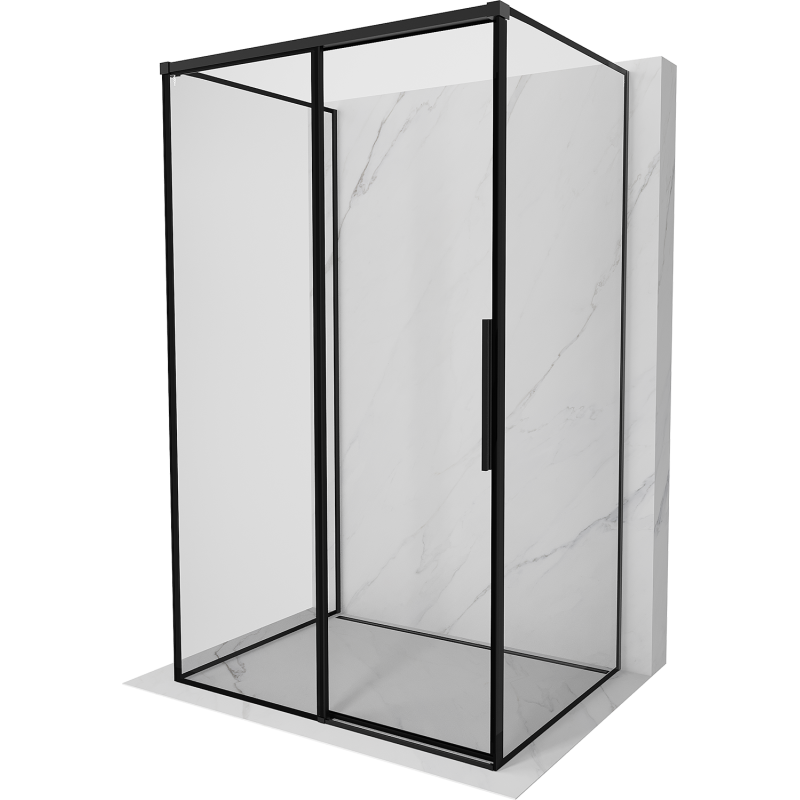Mexen Rox-3S 3-Wand-Duschkabine, links verschiebbar, 155 x 70 cm, schwarzer Rahmen, schwarz - 8C2-155-070-70-70-3S-L