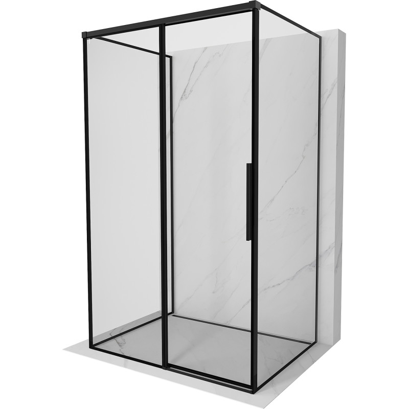 Mexen Rox-3S 3-seitige Duschkabine, links verschiebbar, 160 x 75 cm, schwarzer Rahmen, schwarz - 8C2-160-075-70-70-3S-L
