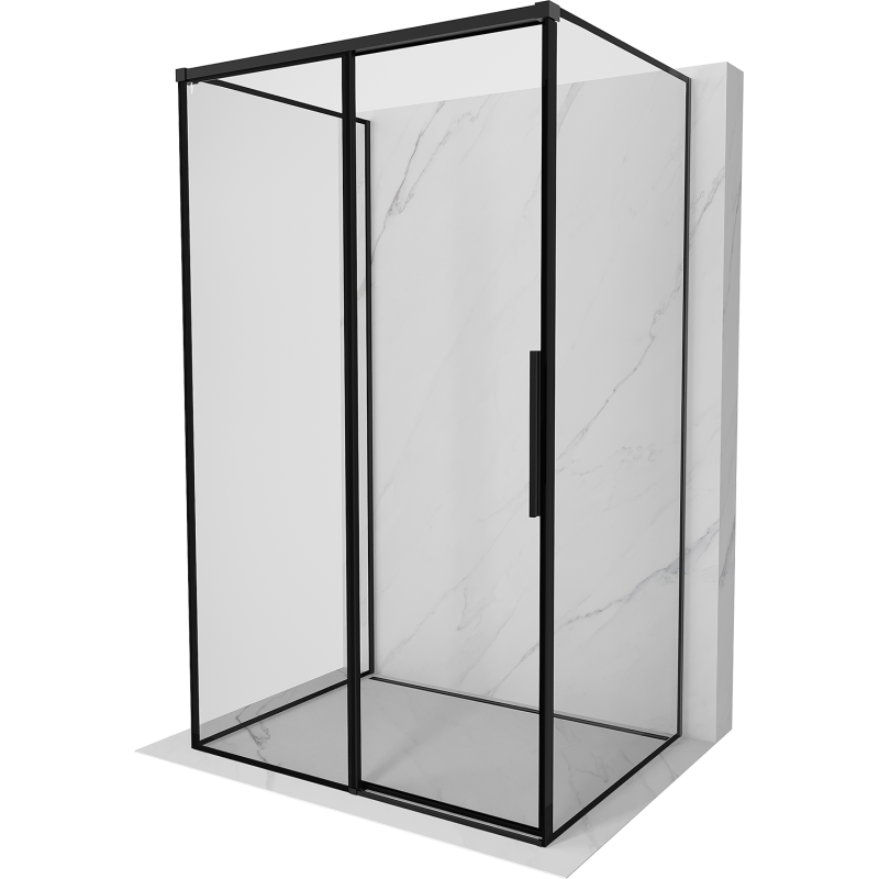 Mexen Rox-3S 3-seitige, links verschiebbare Duschkabine 150 x 85 cm, schwarzer Rahmen, schwarz - 8C2-150-085-70-70-3S-L