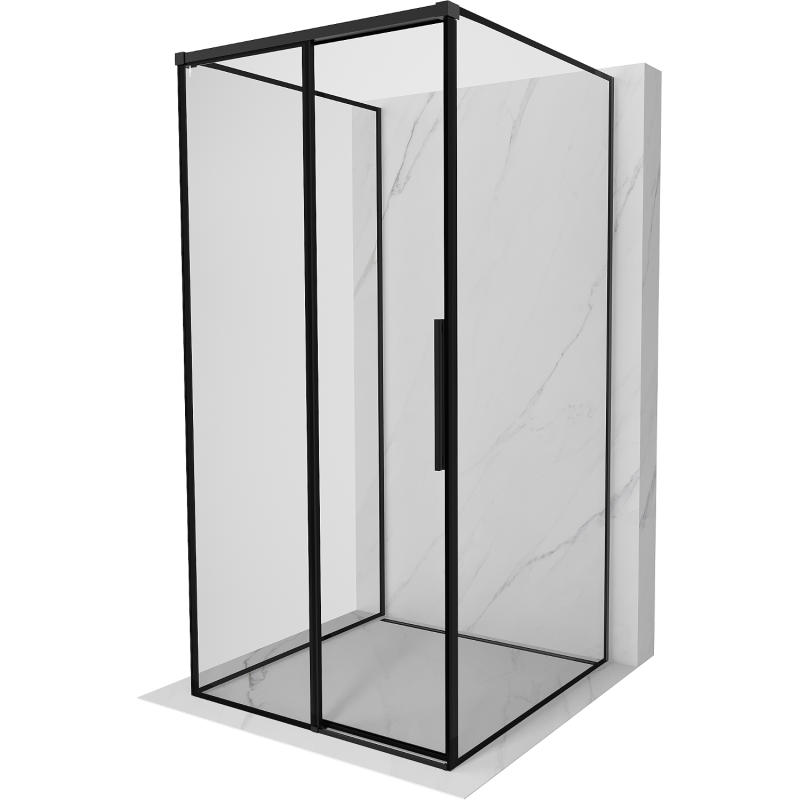 Mexen Rox-3S 3-seitige Duschkabine zum Schieben links 90 x 90 cm, schwarzer Rahmen, schwarz - 8C2-090-090-70-70-3S-L