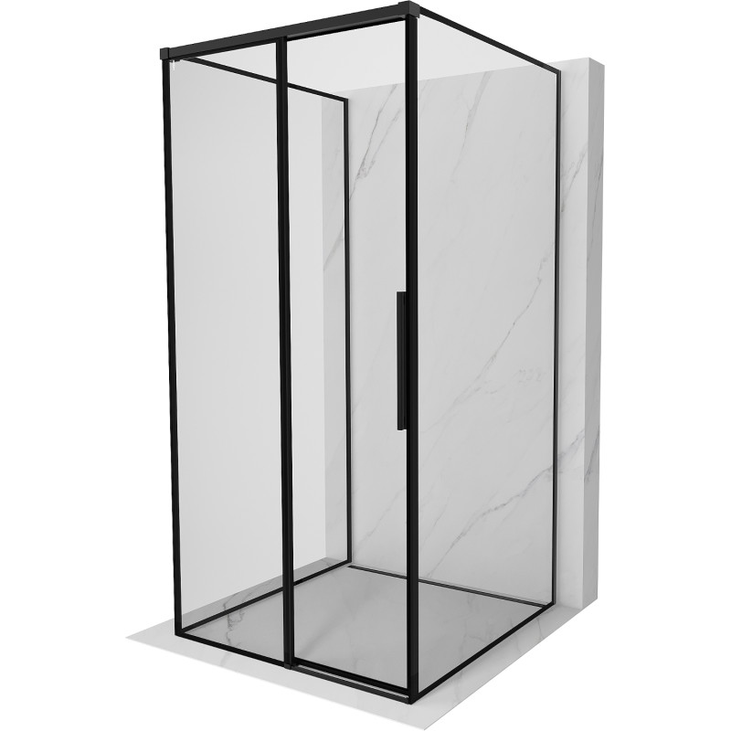 Mexen Rox-3S Duschkabine Dreiseitig, Schiebetür Links 100 x 100 cm, Schwarzer Rahmen, Schwarz - 8C2-100-100-70-70-3S-L