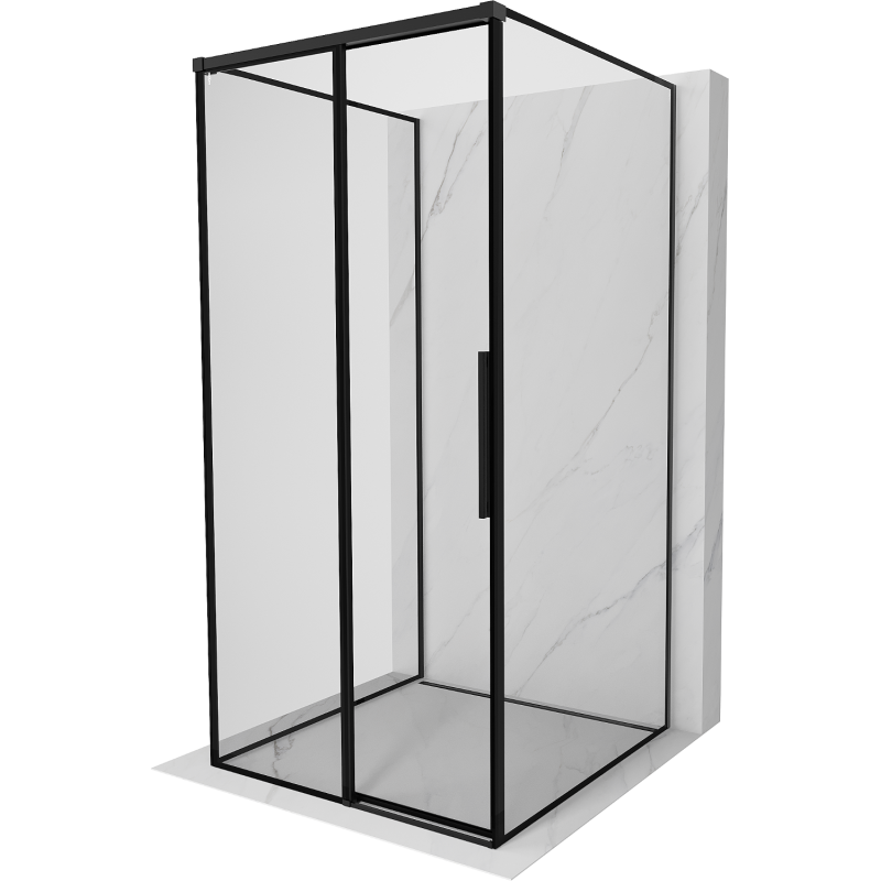 Mexen Rox-3S 3-seitige Duschkabine links verschiebbar 110 x 110 cm, schwarzer Rahmen, schwarz - 8C2-110-110-70-70-3S-L
