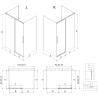 Mexen Rox-3S Duschkabine, 3-seitig, rechts verschiebbar, 95 x 90 cm, schwarzer Rahmen, schwarz - 8C2-095-090-70-70-3S-P