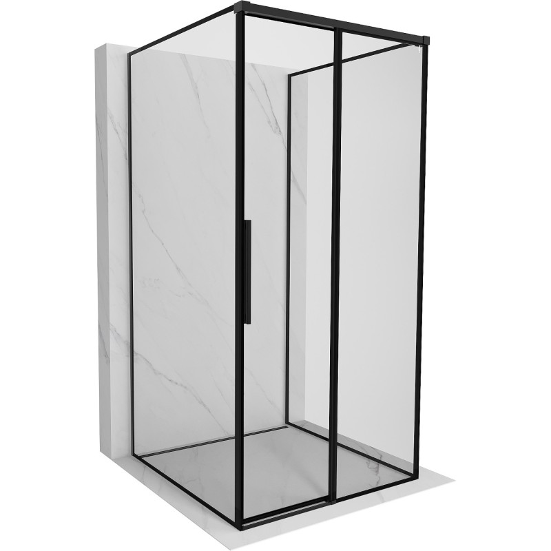Mexen Rox-3S 3-seitige Duschkabine, rechts verschiebbar, 110 x 110 cm, schwarzer Rahmen, schwarz - 8C2-110-110-70-70-3S-P