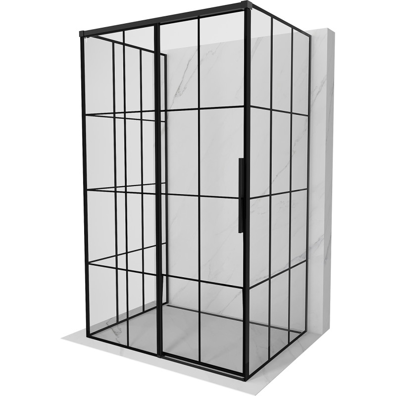 Mexen Rox-3S Duschkabine 3-seitige, Schiebetür links 90 x 85 cm, schwarzes Gitter, schwarz - 8C2-090-085-70-77-3S-L