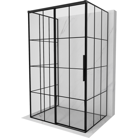 Mexen Rox-3S Duschkabine 3-seitig, links verschiebbar, 100 x 85 cm, schwarzes Gitter, schwarz - 8C2-100-085-70-77-3S-L