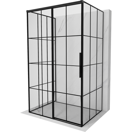 Mexen Rox-3S Duschkabine 3-seitig, Schiebetür links 125 x 85 cm, schwarzes Gitter, schwarz - 8C2-125-085-70-77-3S-L