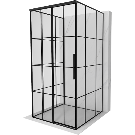 Mexen Rox-3S 3-seitige Schiebeduschkabine links 90 x 90 cm, schwarzes Gitter, schwarz - 8C2-090-090-70-77-3S-L