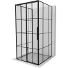 Mexen Rox-3S 3-seitige Schiebeduschkabine links 90 x 90 cm, schwarzes Gitter, schwarz - 8C2-090-090-70-77-3S-L