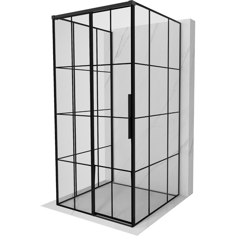 Mexen Rox-3S Duschkabine 3-seitige, verschiebbare linke 95 x 95 cm, schwarzes Gitter, schwarz - 8C2-095-095-70-77-3S-L
