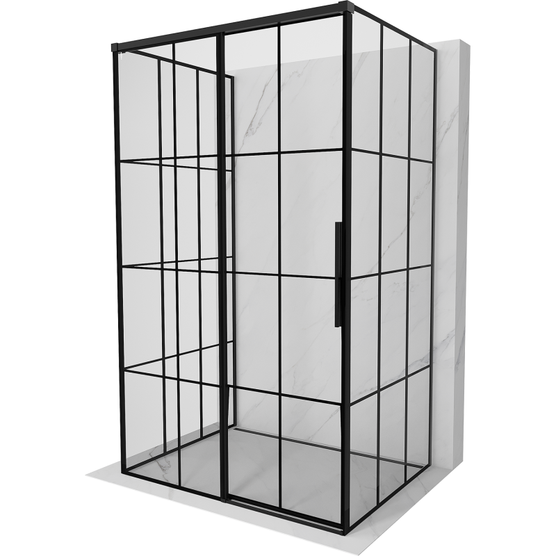 Mexen Rox-3S 3-seitige Duschkabine, links verschiebbar, 95 x 100 cm, schwarzes Gitter, schwarz - 8C2-095-100-70-77-3S-L