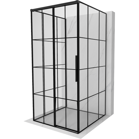 Mexen Rox-3S Dreiteilige Schiebeduschkabine links 110 x 110 cm, schwarzes Gitter, schwarz - 8C2-110-110-70-77-3S-L