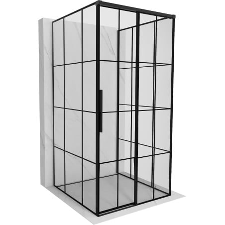 Mexen Rox-3S 3-seitige Duschkabine mit Schiebetür rechts 95 x 95 cm, schwarzes Gitter, schwarz - 8C2-095-095-70-77-3S-P