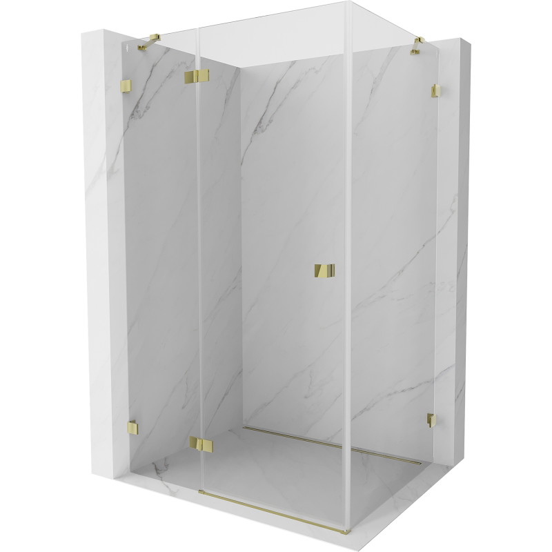Mexen Lunar linke Duschkabine 75 x 90 cm, transparent, gold - 834-075-090-50-00-L