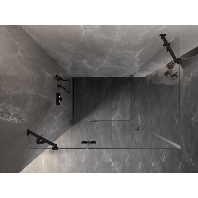 Mexen Lunar links schwenkbare Duschkabine 85 x 90 cm, transparent, schwarz - 834-085-090-70-00-L