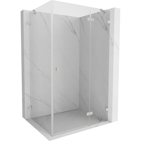 Mexen Lunar Rechte, schwenkbare Duschkabine 85 x 90 cm, transparent, gebürsteter Nickel - 834-085-090-97-00-P