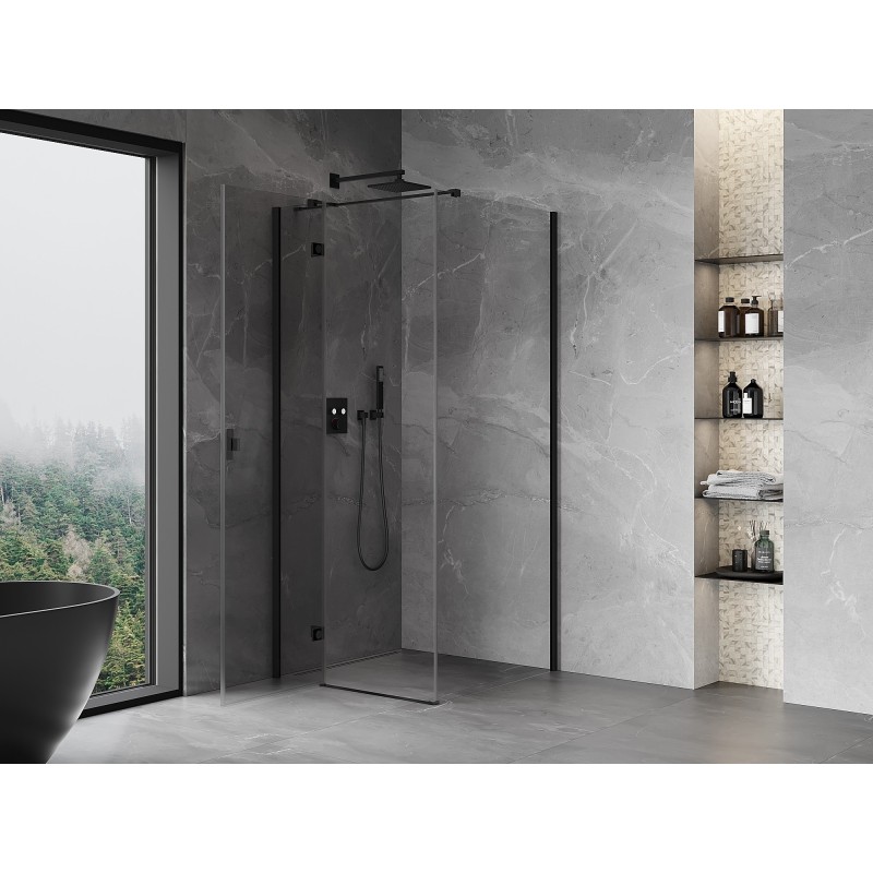 Mexen Mist-H T Duschkabine schwenkbar links 80 x 80 cm, transparent, schwarz - 8A5T-080-080-70-00-L