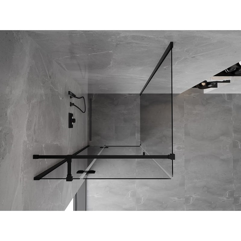 Mexen Mist-H T Duschkabine, links angeschlagene Tür 110 x 110 cm, transparent, schwarz - 8A5T-110-110-70-00-L