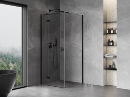 Mexen Mist-H T Duschkabine, links angeschlagene Tür 110 x 110 cm, transparent, schwarz - 8A5T-110-110-70-00-L