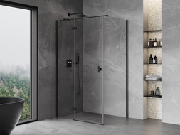 Mexen Mist-H T Duschkabine Schwenktür Links 95 x 75 cm, Transparent, Schwarz - 8A5T-095-075-70-00-L