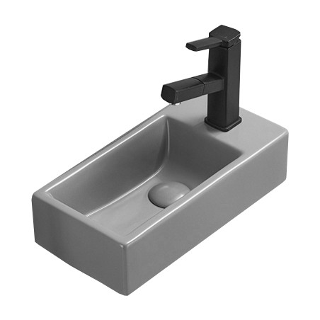 Mexen Inez linkes Aufsatzwaschbecken 40 x 20 cm, hellgrau matt - 21484061L