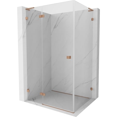 Mexen Lunar L Duschkabine schwenkbar links 75 x 80 cm, transparent, gebürstetes Kupfer - 834L-075-080-65-00-L