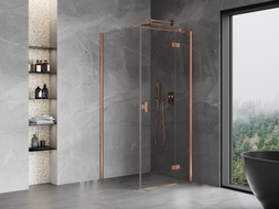 Mexen Mist-H T Duschkabine klappbar rechts 70 x 70 cm, transparent, gebürstetes Kupfer - 8A5T-070-070-65-00-P