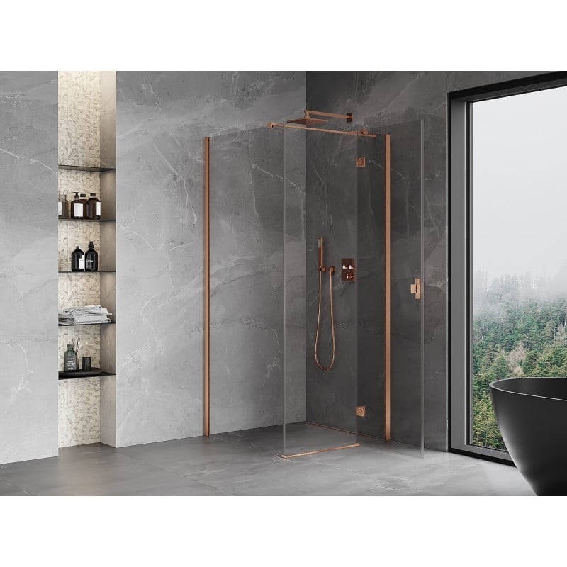Mexen Mist-H T Duschkabine rechts öffnend 75 x 75 cm, transparent, gebürstetes Kupfer - 8A5T-075-075-65-00-P