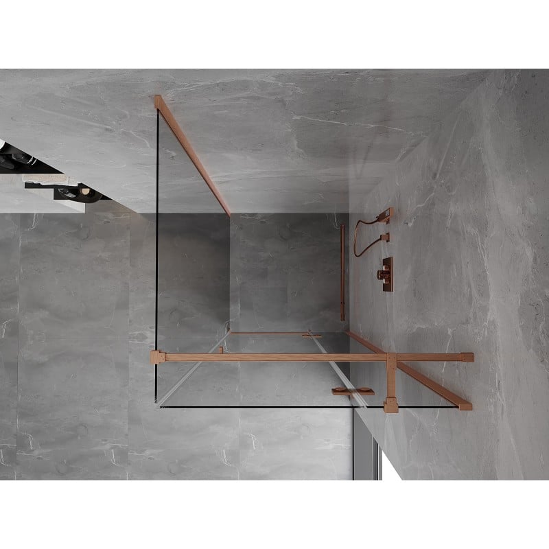 Mexen Mist-H T Duschkabine, rechts angeschlagen, 120 x 120 cm, transparent, gebürstetes Kupfer - 8A5T-120-120-65-00-P