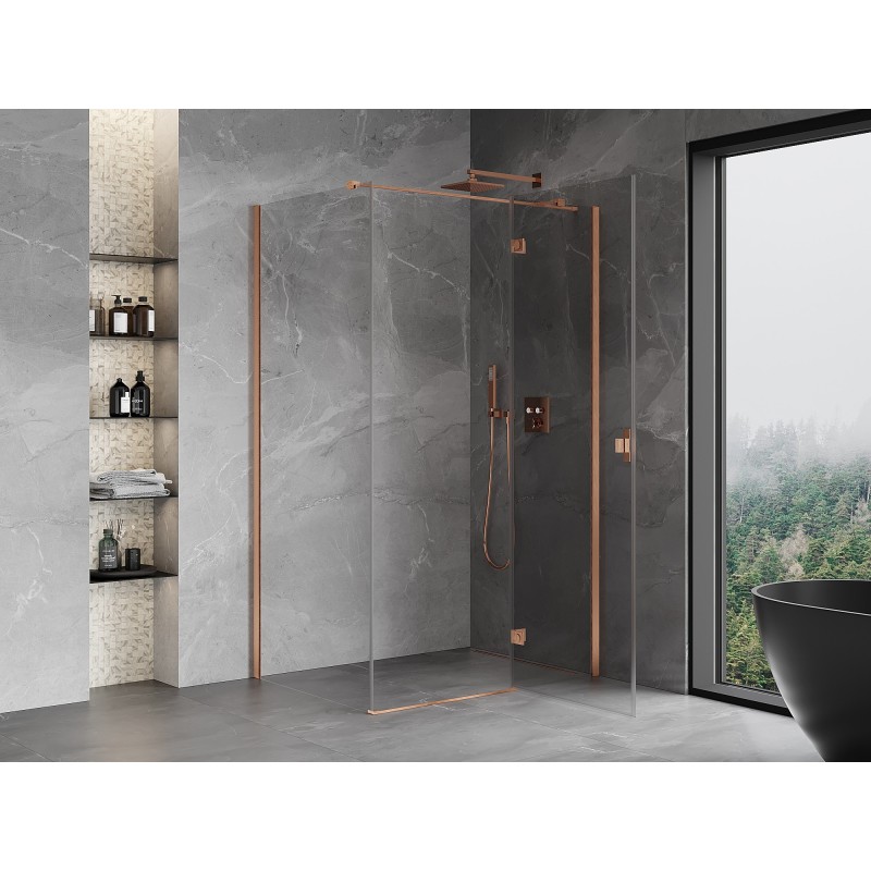 Mexen Mist-H T Duschkabine, rechte Tür 100 x 75 cm, transparent, gebürstetes Kupfer - 8A5T-100-075-65-00-P