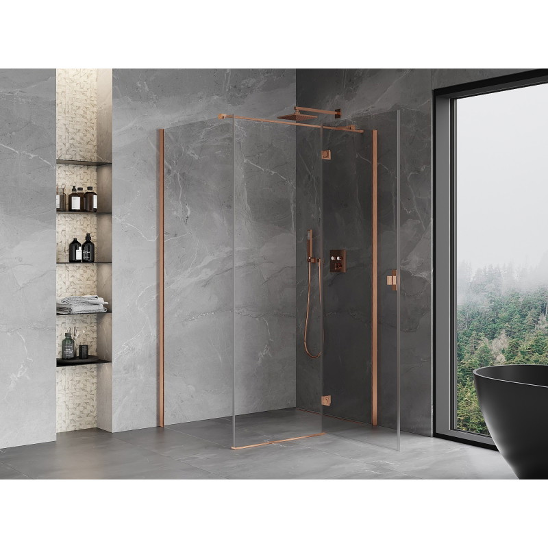 Mexen Mist-H T Duschkabine schwenkbar rechts 105 x 80 cm, transparent, gebürstetes Kupfer - 8A5T-105-080-65-00-P
