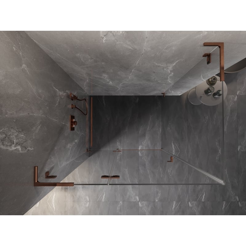 Mexen Lunar L Links öffnende Duschkabine 75 x 80 cm, transparent, Roségold - 834L-075-080-60-00-L