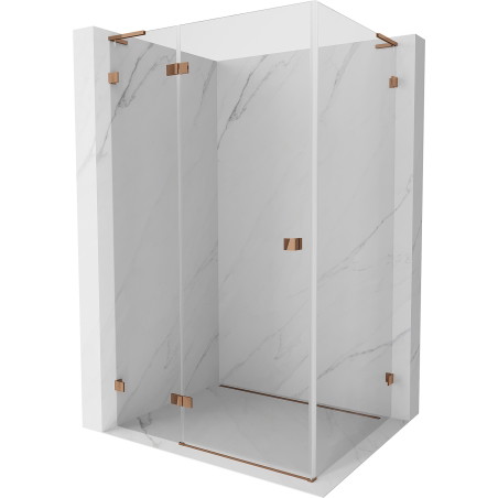 Mexen Lunar L Klappbare Duschkabine links 85 x 90 cm, transparent, Roségold - 834L-085-090-60-00-L