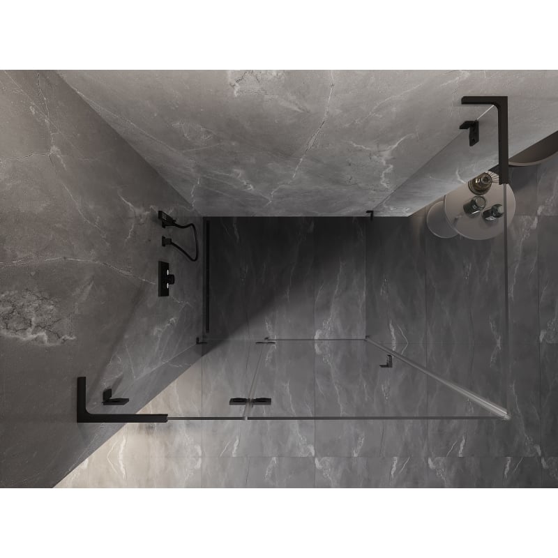 Mexen Lunar L linke Pendeltür-Duschkabine 70 x 80 cm, transparent, schwarz - 834L-070-080-70-00-L