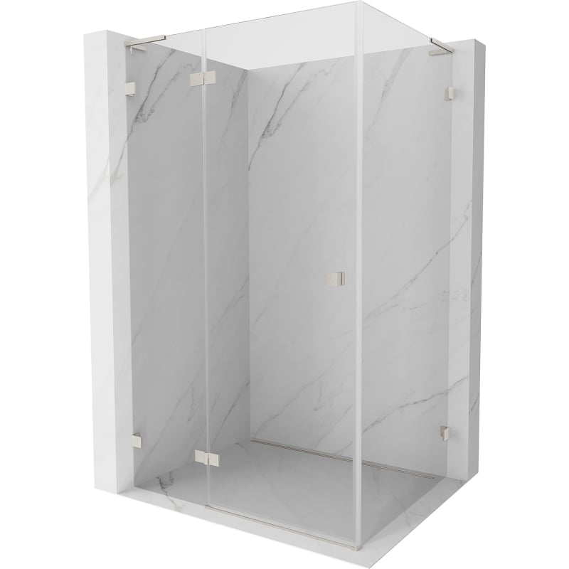 Mexen Lunar L Duschecke links öffnend 70 x 80 cm, transparent, gebürsteter Nickel - 834L-070-080-97-00-L