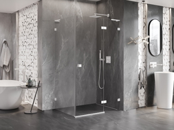 Mexen Lunar L Duschkabine, rechtsschwenkend, 80 x 90 cm, transparent, weiß - 834L-080-090-20-00-P