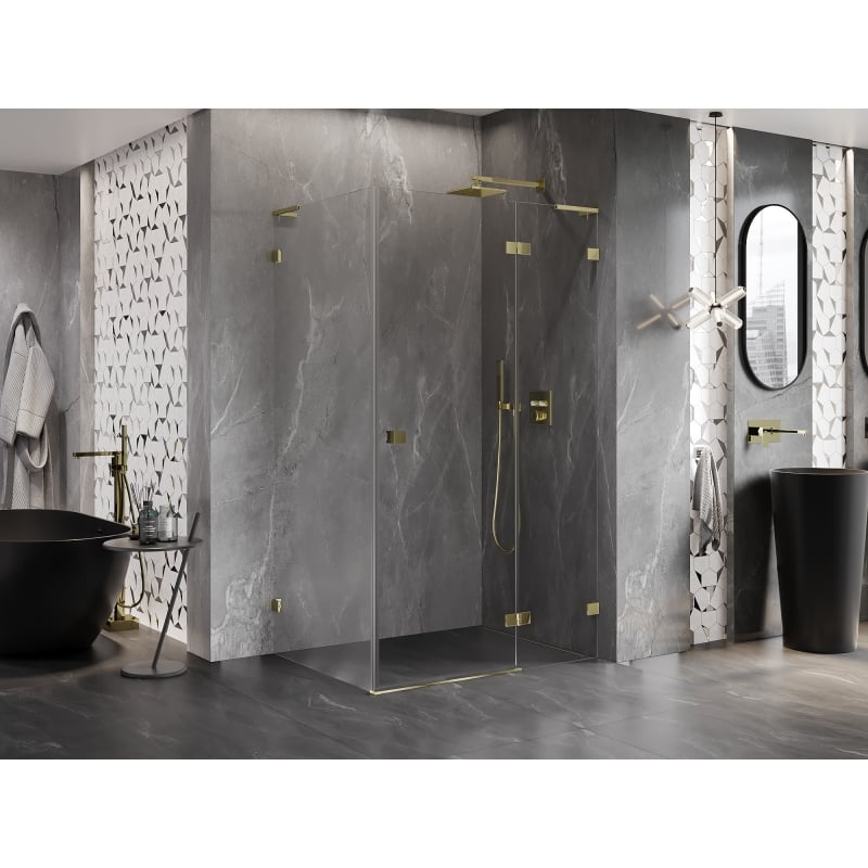 Mexen Lunar L duschkabine nach rechts öffnend 80 x 90 cm, transparent, gold - 834L-080-090-50-00-P
