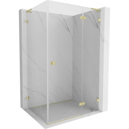 Mexen Lunar L rechte, schwenkbare Duschkabine 75 x 80 cm, transparent, gold gebürstet - 834L-075-080-55-00-P