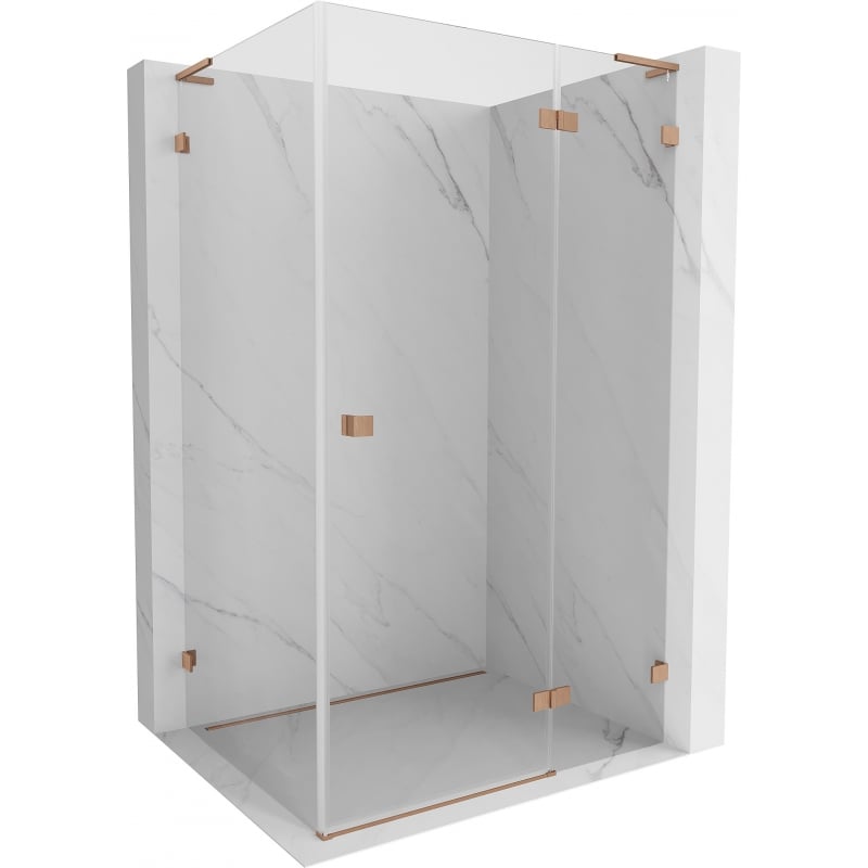 Mexen Lunar L Duschecke rechts angeschlagen 85 x 90 cm, transparent, gebürstetes Kupfer - 834L-085-090-65-00-P