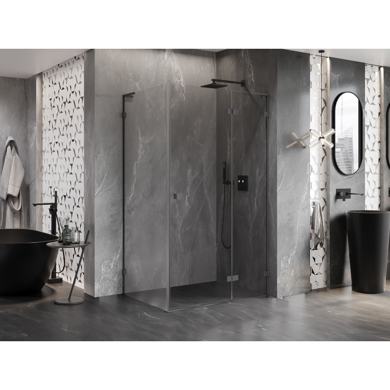 Mexen Lunar L Duschkabine rechts öffnend 85 x 90 cm, transparent, Gun Metal - 834L-085-090-95-00-P