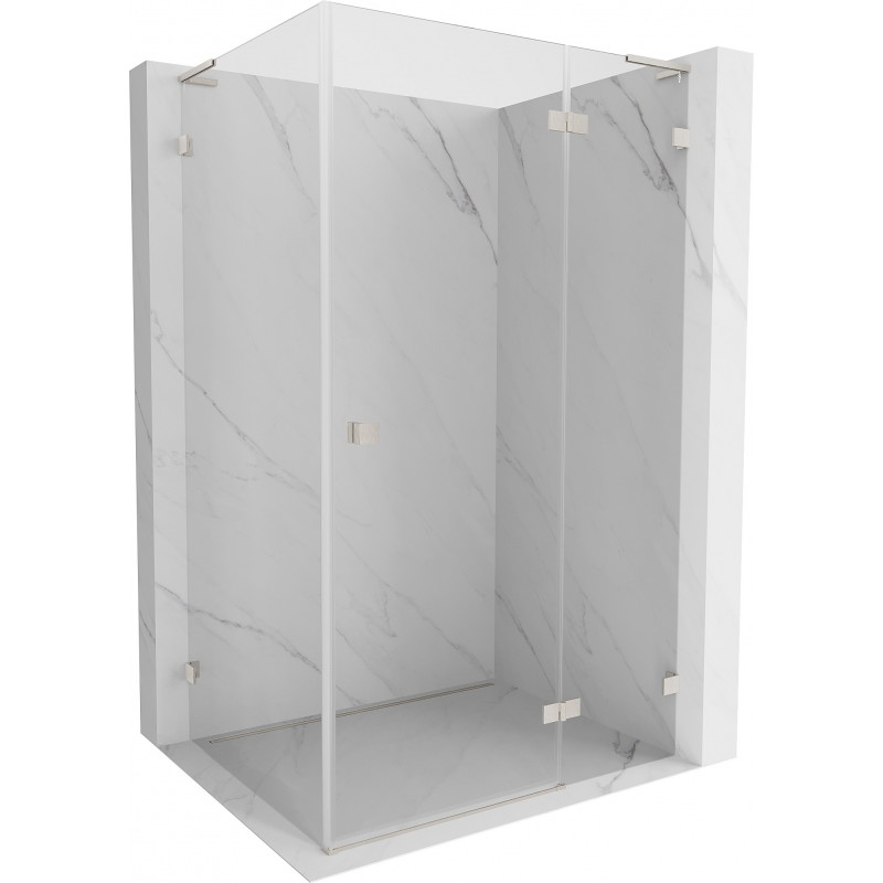 Mexen Lunar L rechte Duschkabine mit Pendeltür 85 x 90 cm, transparent, gebürsteter Nickel - 834L-085-090-97-00-P