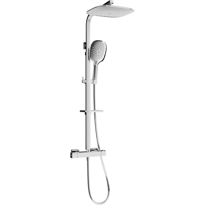 Mexen CQ22 Überputz-Duschset mit Regenbrause und Thermostatarmatur, Chrom - 772502295-00