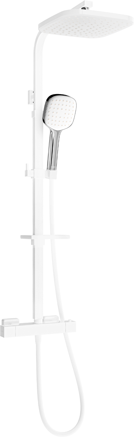Mexen CQ33 Brausegarnitur für Aufputzmontage mit Kopfbrause und Thermostatmischer, Weiß/Chrom - 772503395-21