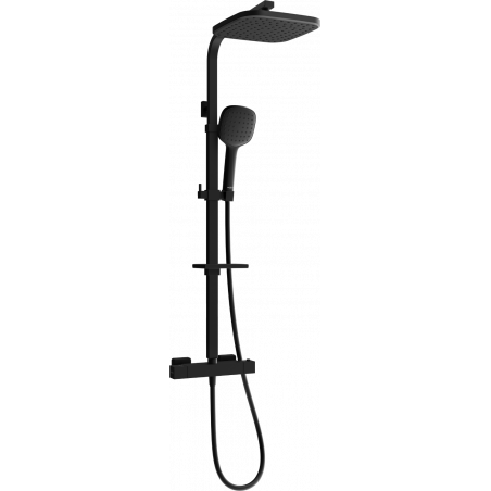 Mexen CQ33 Aufputz-Duschsystem mit Regenbrause und Thermostatarmatur, schwarz - 772503395-70